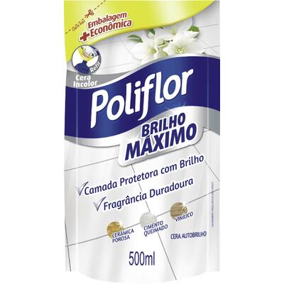 Cera Incolor Poliflor Brilho Máximo Sachê com 500ml