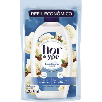 Sabonete Líquido Flor de Ypê Rosas Brancas e Avelã Refil com 200ml