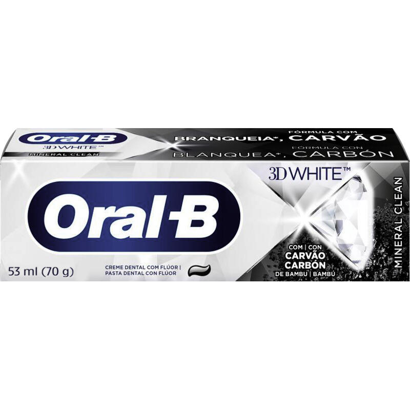 Creme Dental Oral-B 3D White Carvão Tubo com 70g