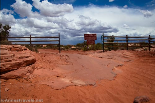 The Arches National Park boundary on the Willow Springs Road, Arches National Park, Utah