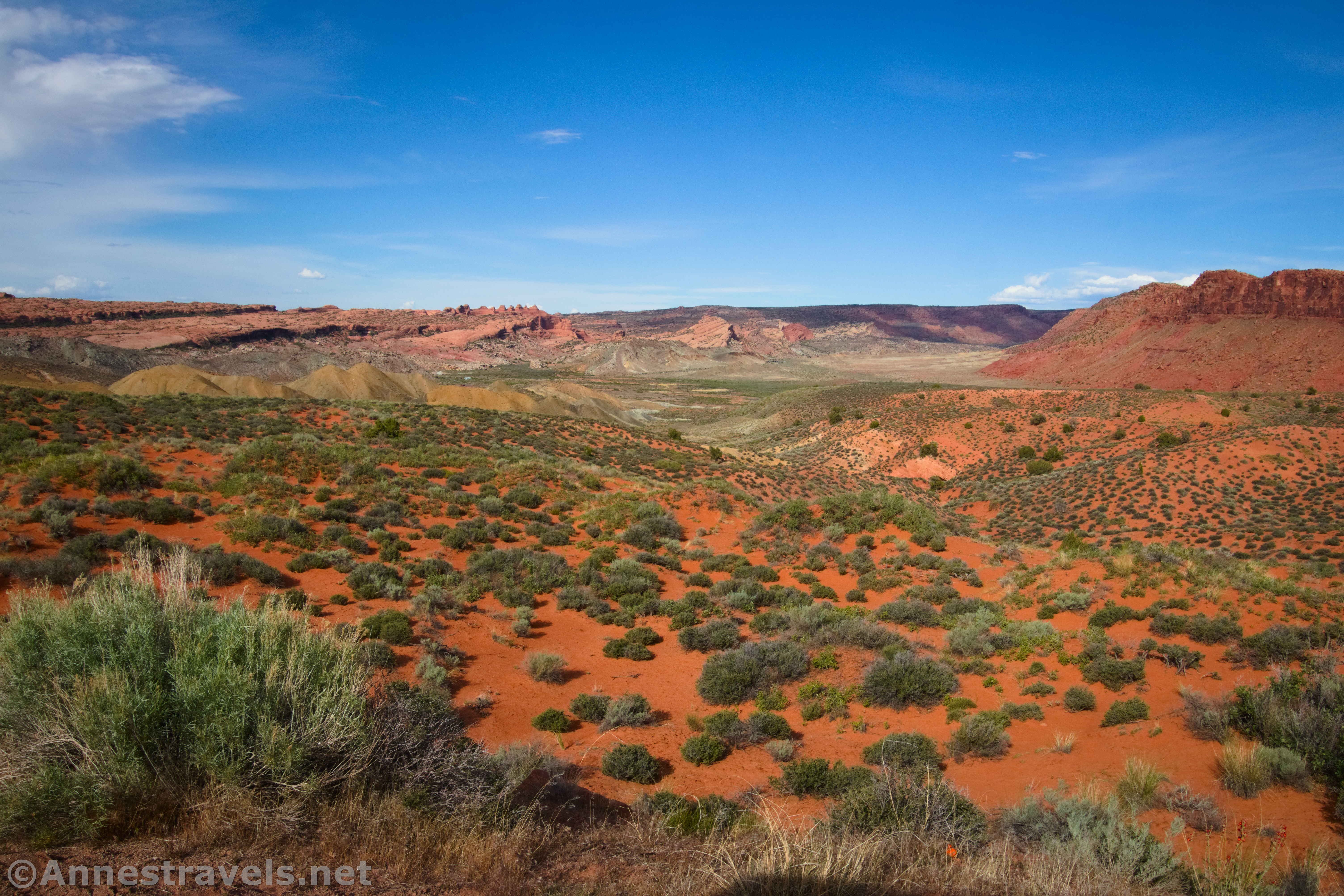 Looking down into Cache Valley from the Cache Valley Overlook, Arches National Park, Utah