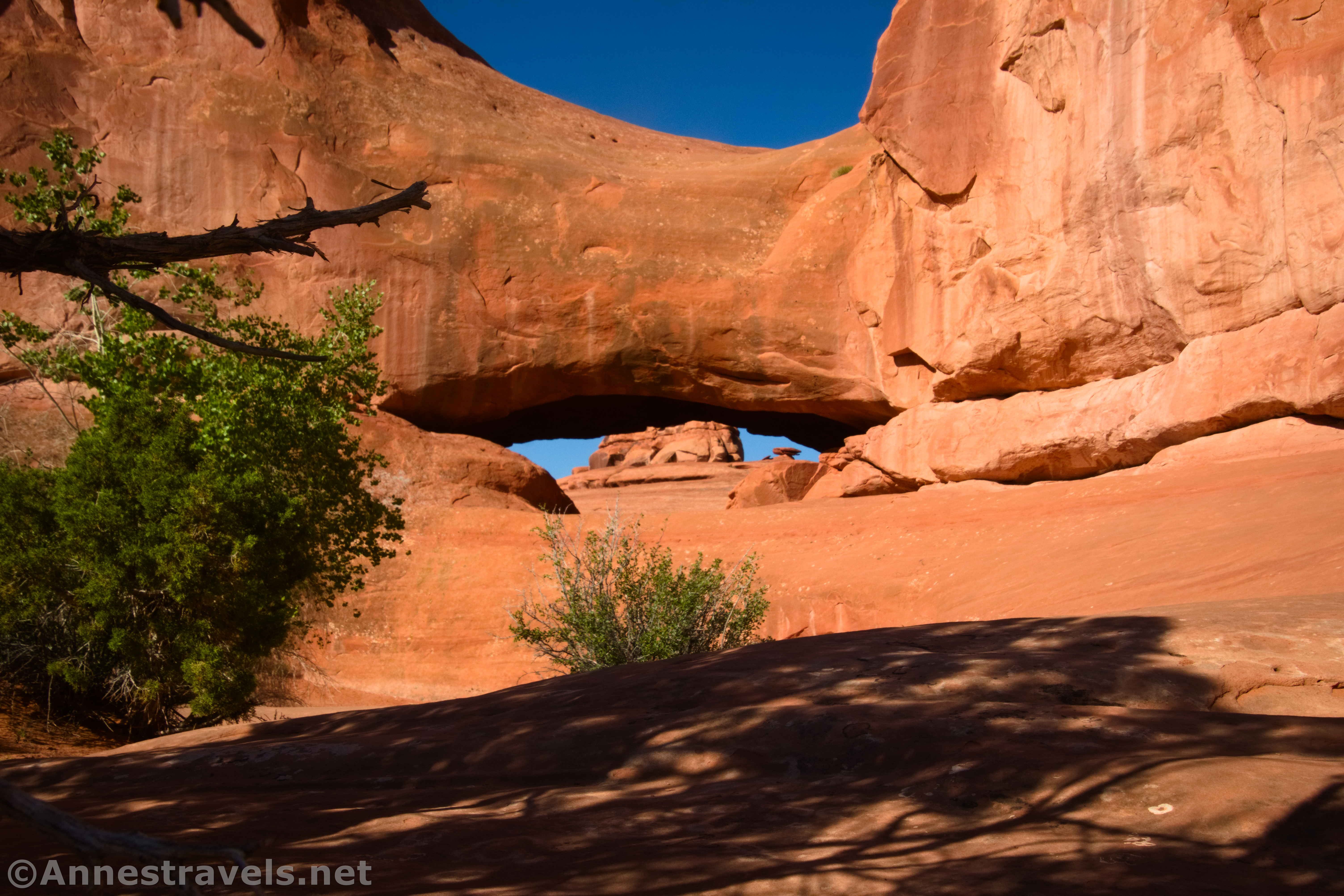 Eye of the Whale Arch (with a rock formation on the other side), Arches National Park, Utah