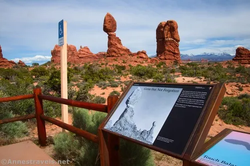 The sign with "Chip Off the Old Block," Arches National Park, Utah