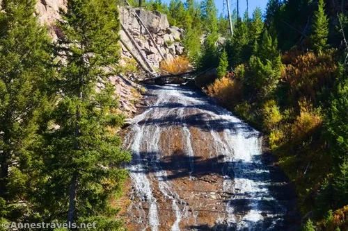 Zoomed in on the upper part of Wraith Falls, Yellowstone National Park, Wyoming 