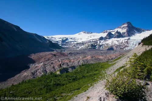 Views from the upper viewpoint at the end of the Emmons Moraine Trail, Mount Rainier National Park, Washington