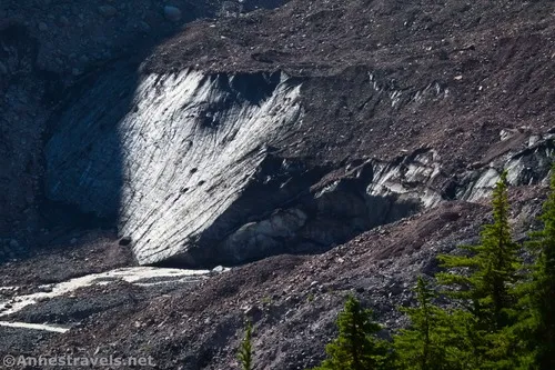 The toe of the Emmons Glacier from the upper viewpoint on the Emmons Moraine Trail, Mount Rainier National Park, Washington