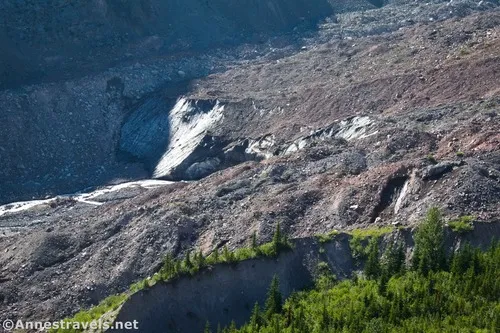 Looking toward the toe of the Emmons Glacier from the Emmons Moraine Trail, Mount Rainier National Park, Washington