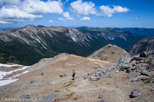 Hiking up the ridgeline on the Climber's Trail, Mount Rainier National Park, Washington