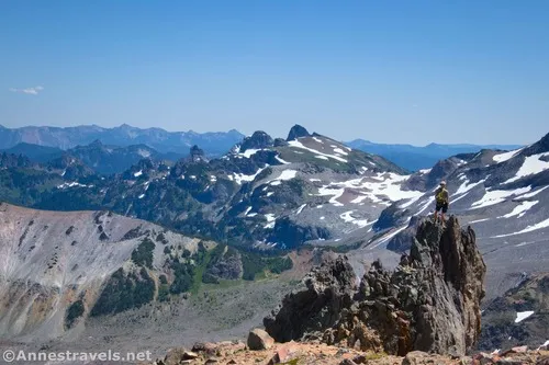 Not quite where I turned around, but close.  Do you see the hiker on the rock outcrop?  Climber's Trail, Mount Rainier National Park, Washington