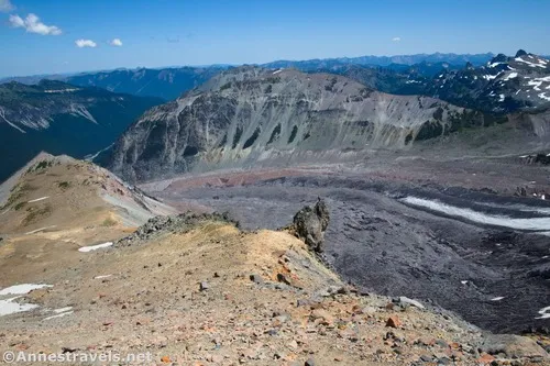 Views down the ridgeline and the Emmons Glacier from the Climber's Trail, Mount Rainier National Park, Washington