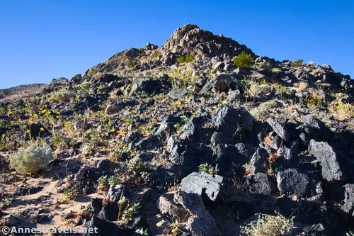 Scrabbly rock and sand in the "low pass" en route up Lake Hill, Death Valley National Park, California