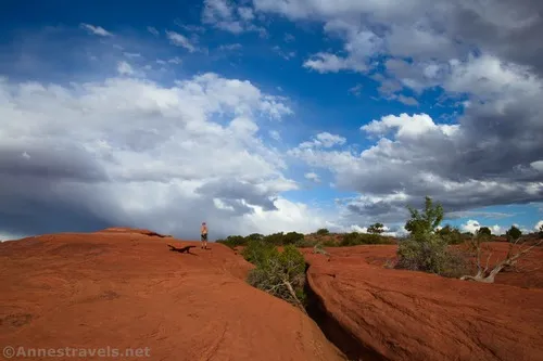 Slanted Eye Arch is on the right, Arches National Park, Utah