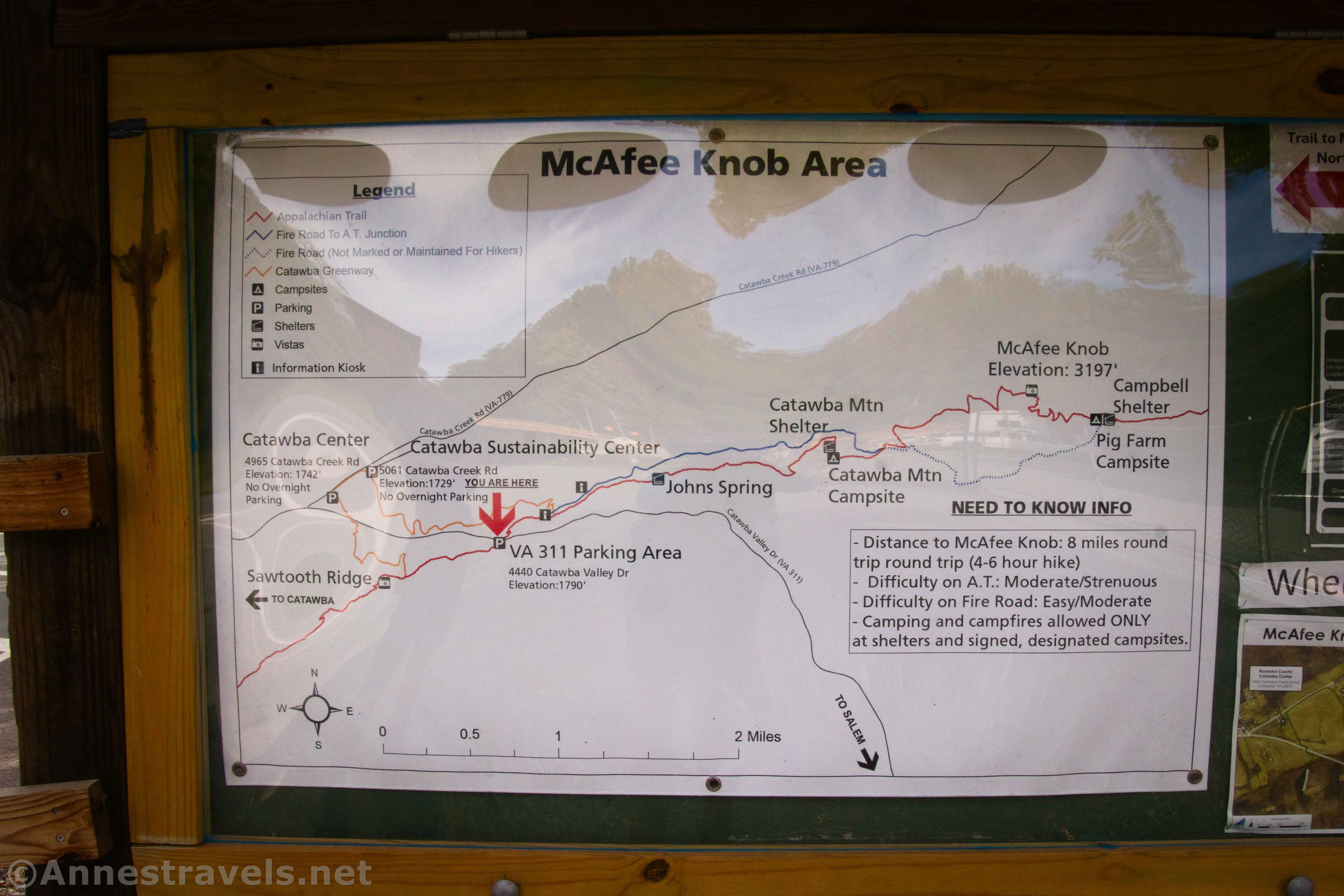 Map of the McAfee Knob area, Jefferson National Forest, Virginia