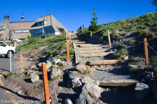 The beginning of the PCT and the trail to Zigzag Overlook at the Timberline Lodge, Mount Hood National Forest, Washington