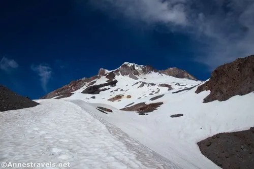 Hiking up the snow above Paradise Park, Mount Hood National Forest, Washington