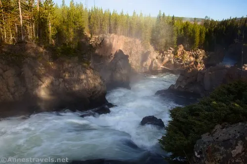 The Cascades of the Firehole River from above, Yellowstone National Park, Wyoming