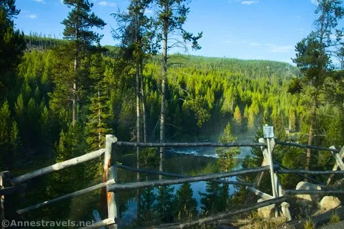 Views through the fence down on the Firehole River Swimming Area, Yellowstone National Park, Wyoming