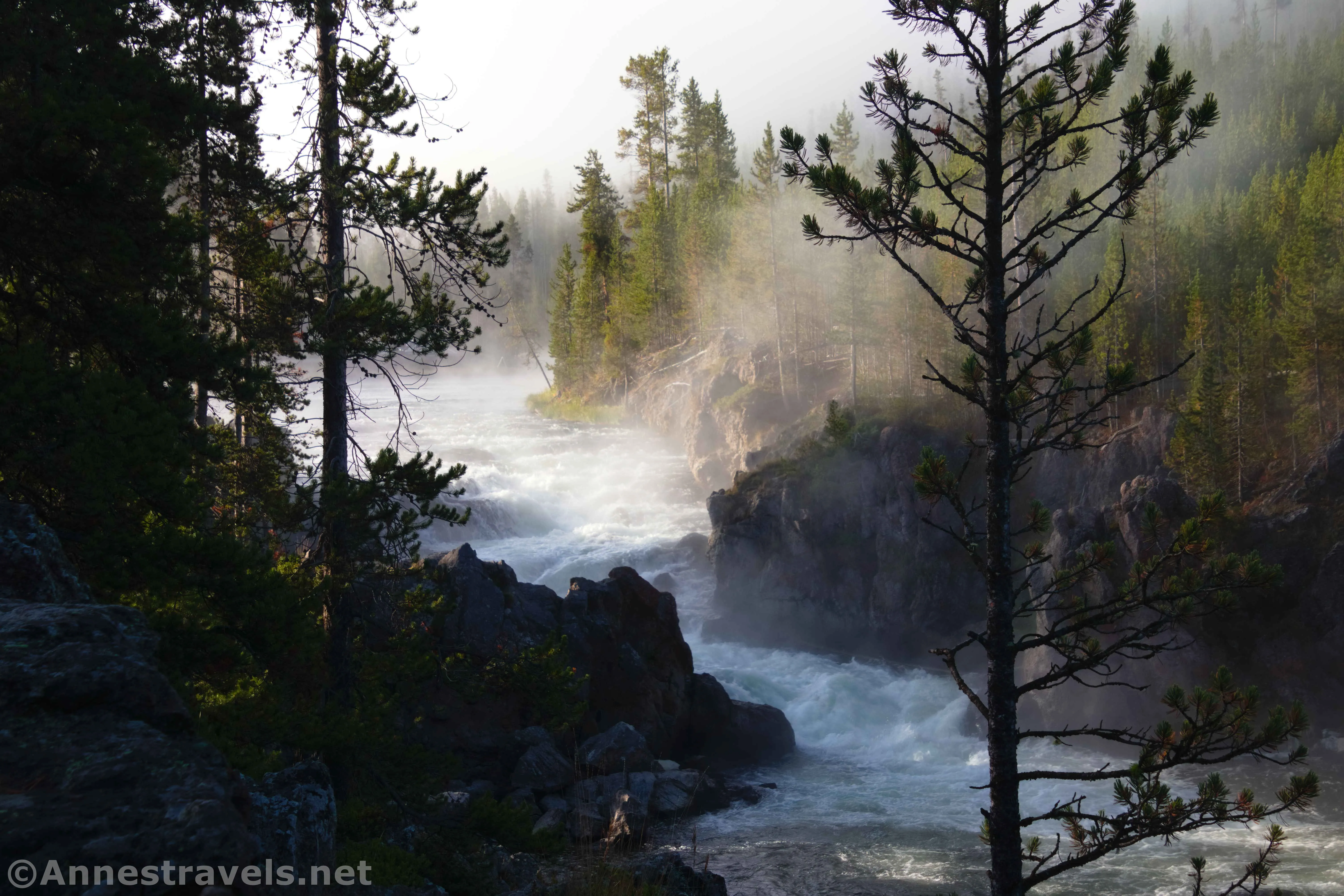 Views to the Cascades of the Firehole River near the Firehole Canyon Drive, Yellowstone National Park, Wyoming