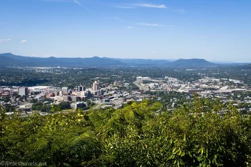 The city of Roanoke with the Blue Ridge Mountains beyond from the Roanoke Star above Roanoke, Virginia