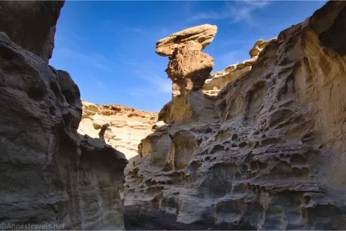 A rock formation in the slot canyon of Wiregrass Canyon, Glen Canyon National Recreation Area, Utah