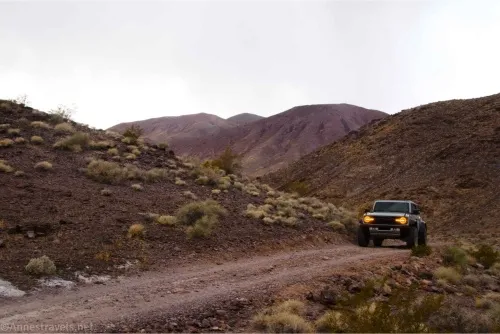 A Bronco ascending the Lee's Camp Road, Death Valley National Park, California
