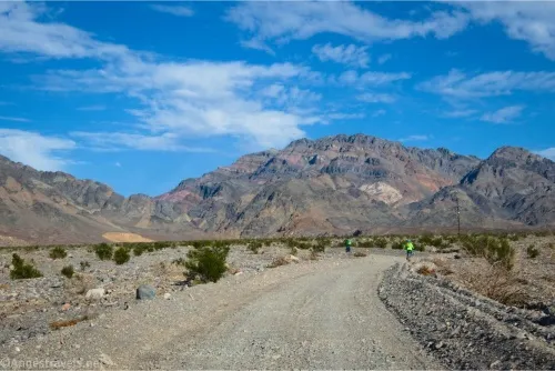 Cyclists on the Echo Canyon Road, Death Valley National Park, California