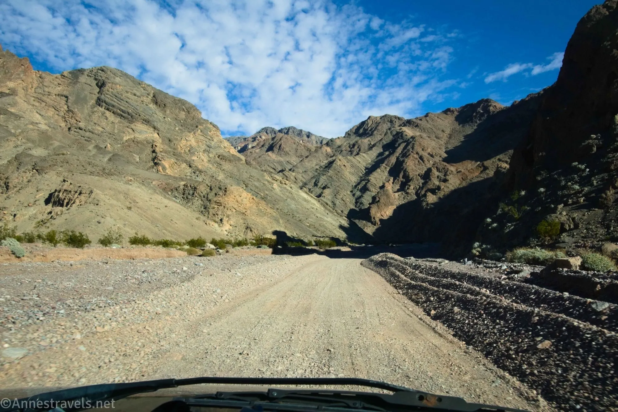 Driving up one of the wider sections of Echo Canyon, Death Valley National Park, California