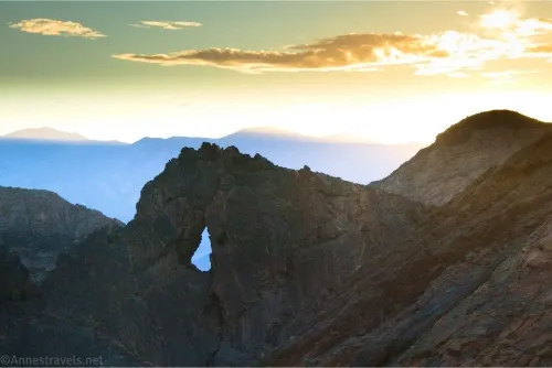 Eye of the Needle Arch at sunset, Death Valley National Park, California