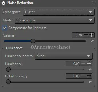 Noise Reduction tab in RawTherapee