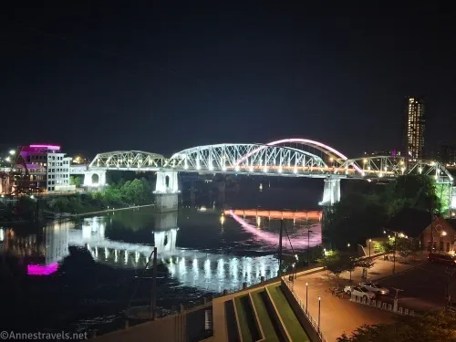 Bridge over the Cumberland River from Category 10 Bar, Nashville, Tennessee