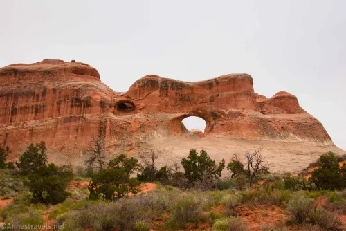 Tunnel Arch (with East Tunnel Arch to the left) in Devils Garden, Arches National Park, Utah