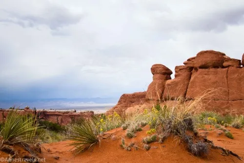 Getting ready to enter Fin Canyon along the Primitive Loop, Arches National Park, Utah