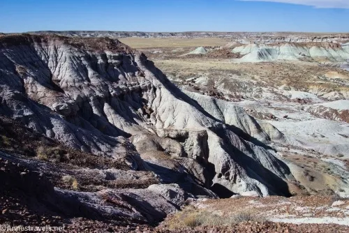 Badlands before dropping into the first wash en route to First Forest Point, Petrified Forest National Park, Arizona