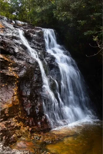 Side-view below Upper Cascade Falls, Hanging Rock State Park, North Carolina