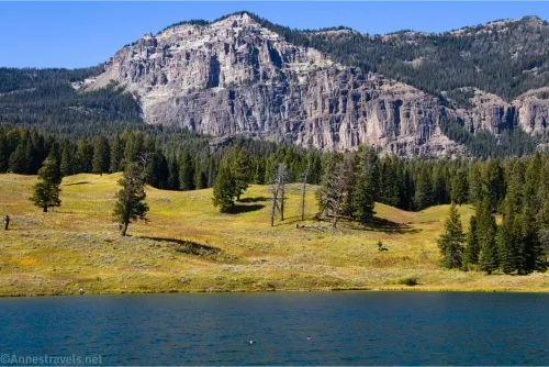 Closeup of the unnamed peak over Trout Lake, Yellowstone National Park, Wyoming