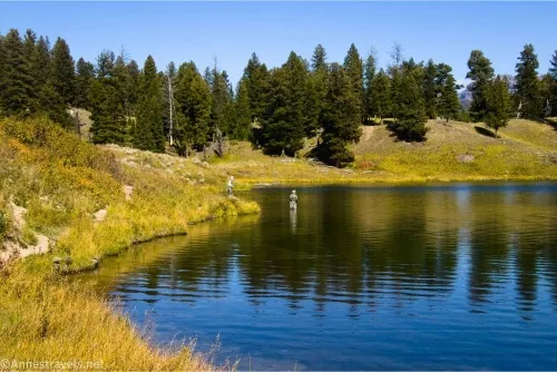 The two fishermen on the north side of Trout Lake, Yellowstone National Park, Wyoming