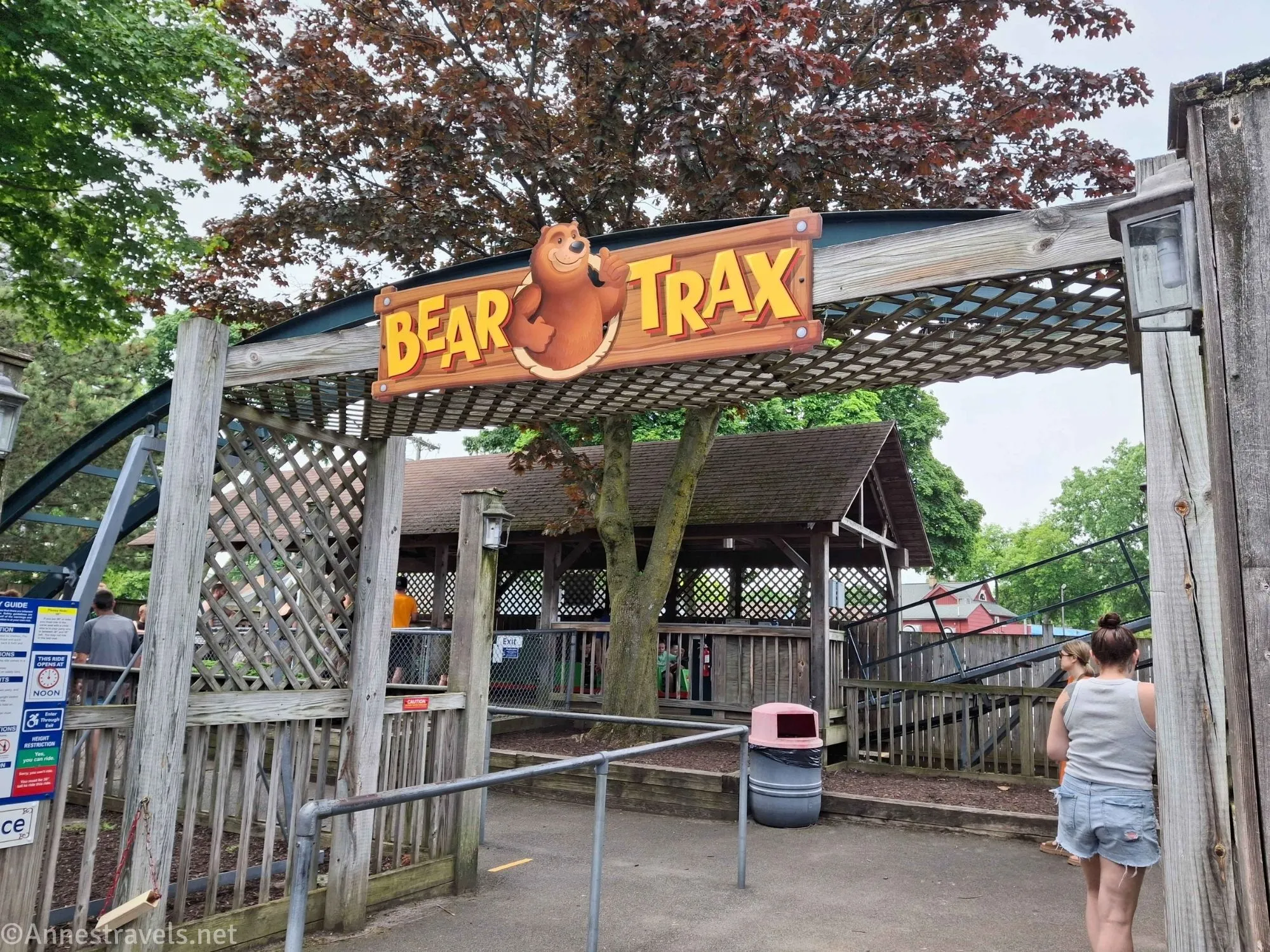 Entrance to the Bear Trax kiddie rollercoaster at SeaBreeze Amusement Park, New York