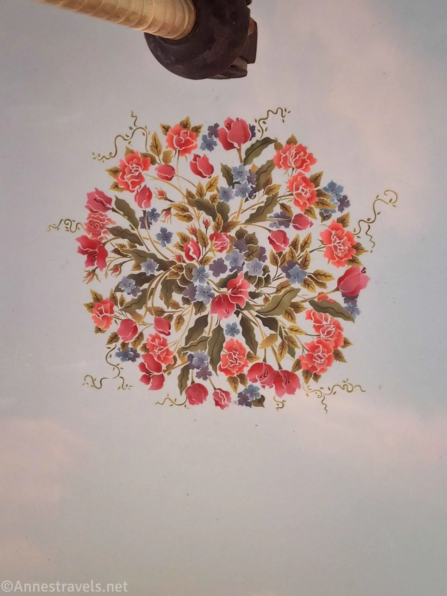 Hand-painted flowers on the ceiling of the carousel, SeaBreeze Amusement Park, New York