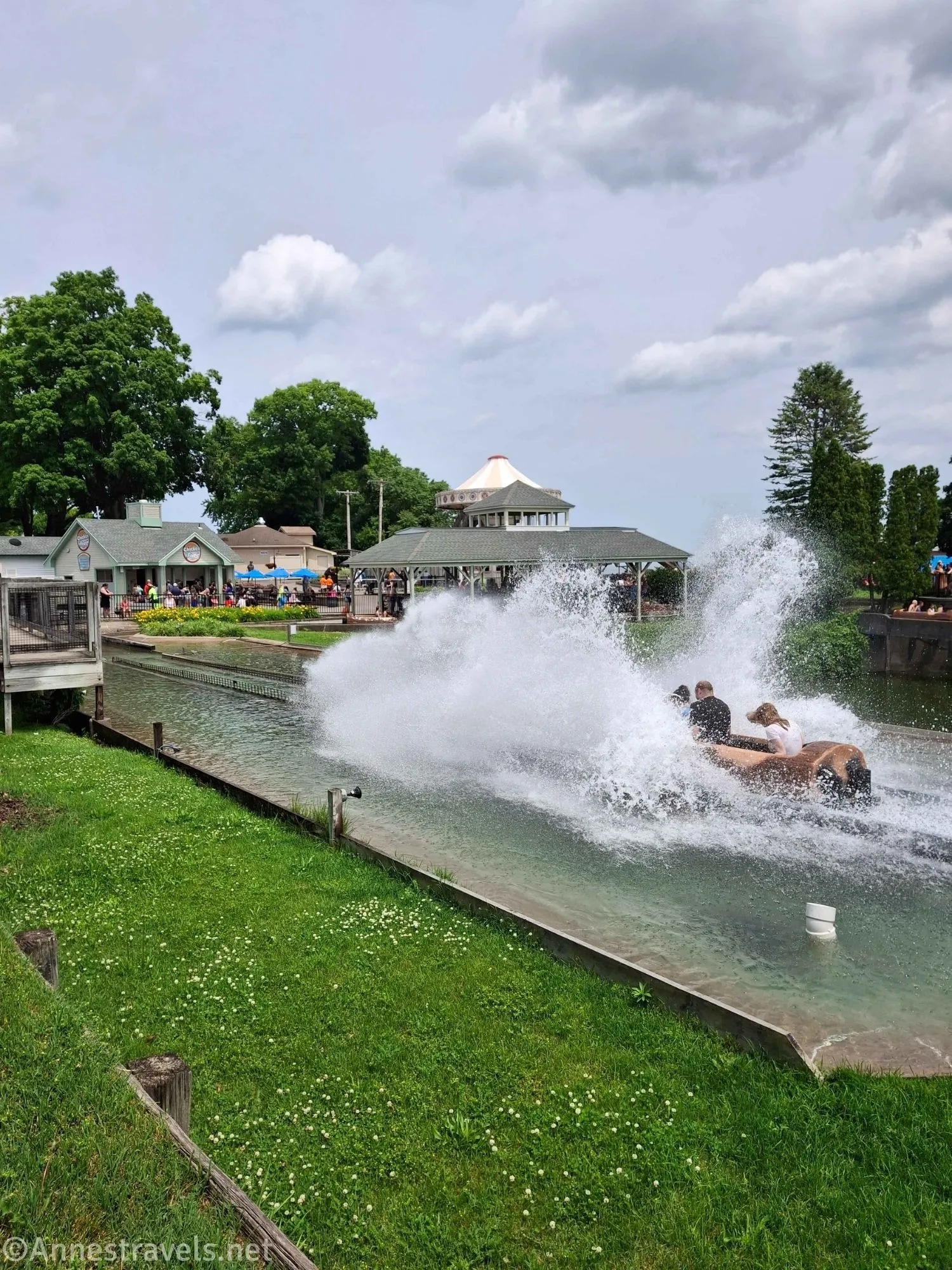 The big splash at the bottom of the hill on the log flume, SeaBreeze Amusement Park, New York