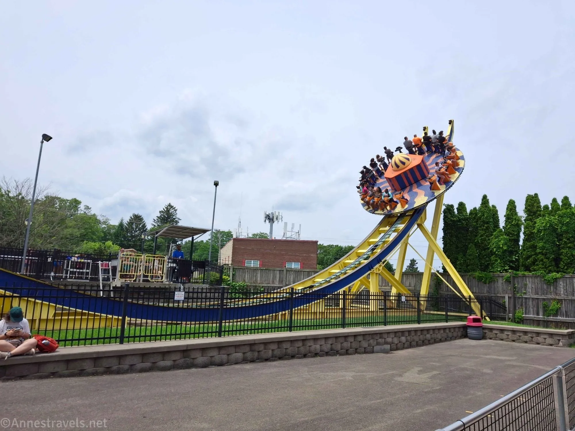 The Revolution 360 spinning and sliding up and down at SeaBreeze Amusement Park, New York