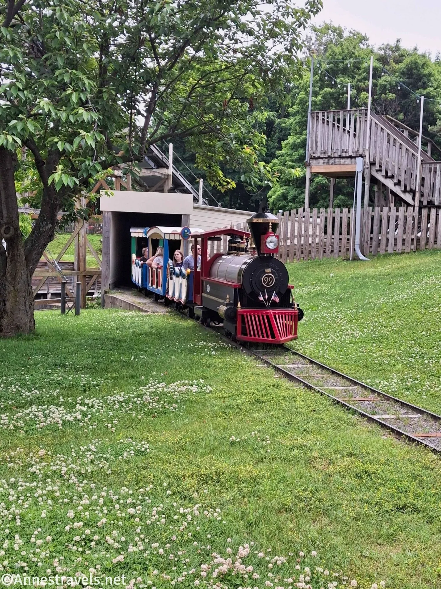 The Scenic Train emerging from the tunnel in SeaBreeze Amusement Park, New York