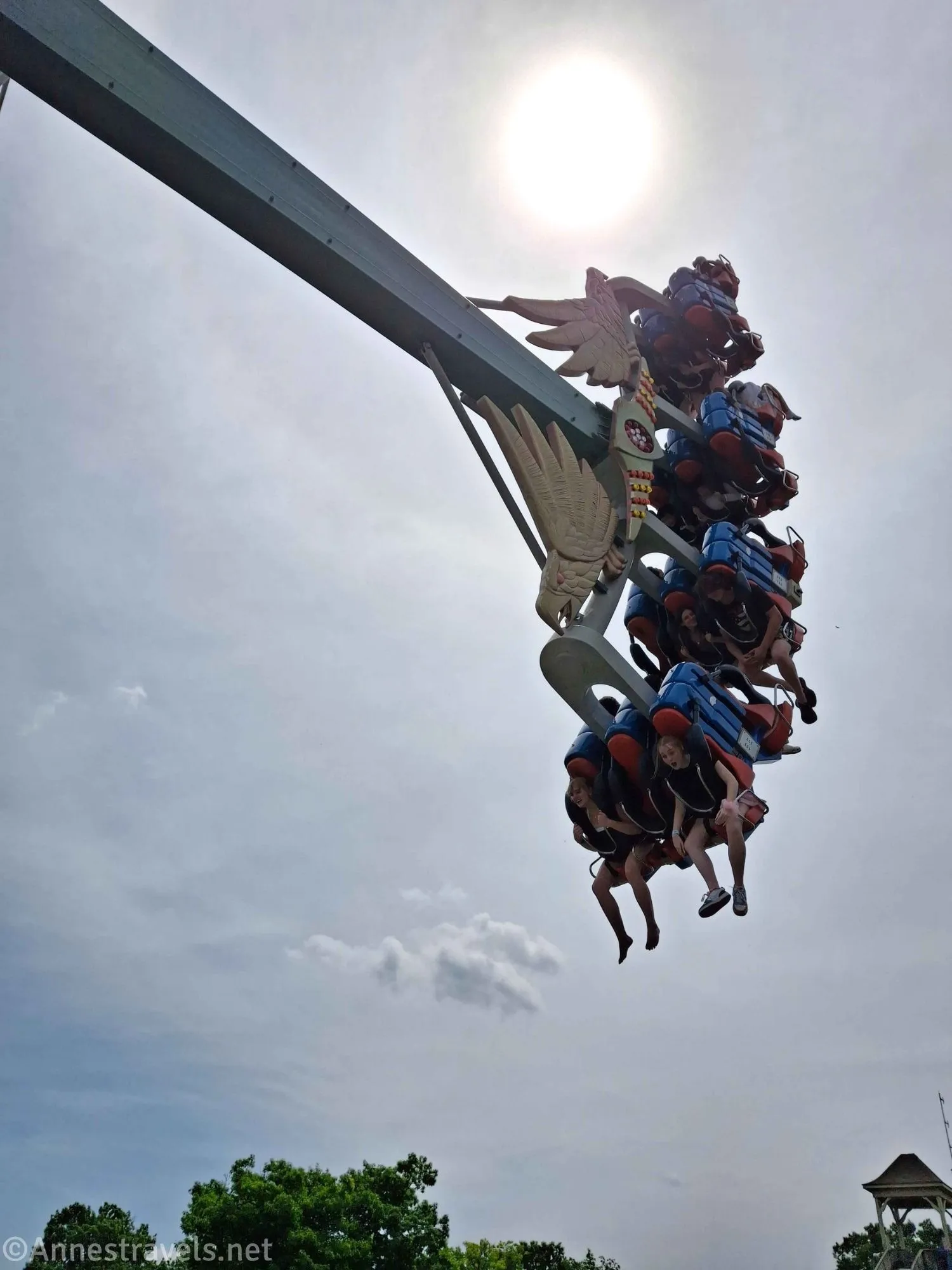 People on the Screamin' Eagle at SeaBreeze Amusement Park, New York