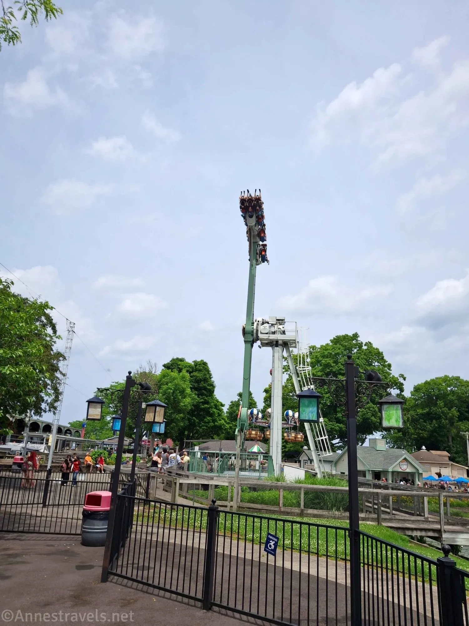 Hanging upside down on the Screamin' Eagle at SeaBreeze Amusement Park, New York