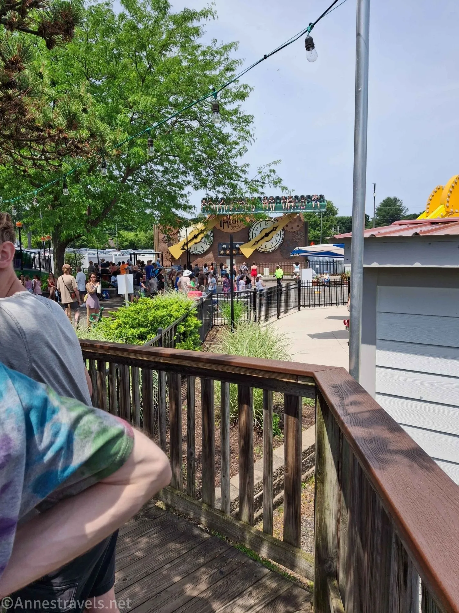 A slightly distant view of the Time Machine in motion at SeaBreeze Amusement Park, New York