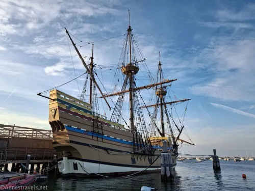 Evening clouds in a blue sky behind the rigging of an English ship 