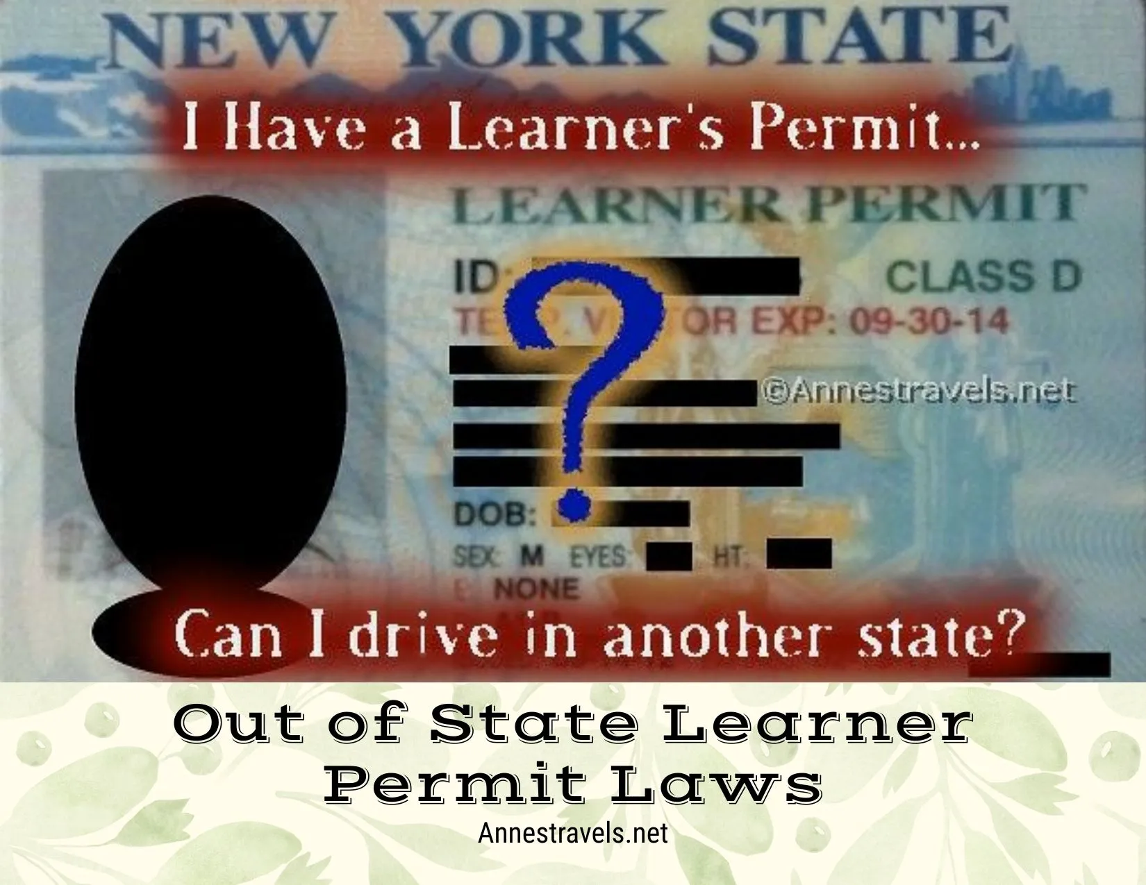 A learner's permit from New York State