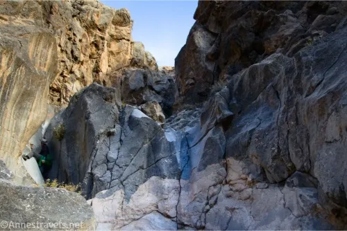 Gray rocks and brown cliffs in a desert canyon