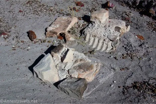 Rocks and concrete in a desert wash