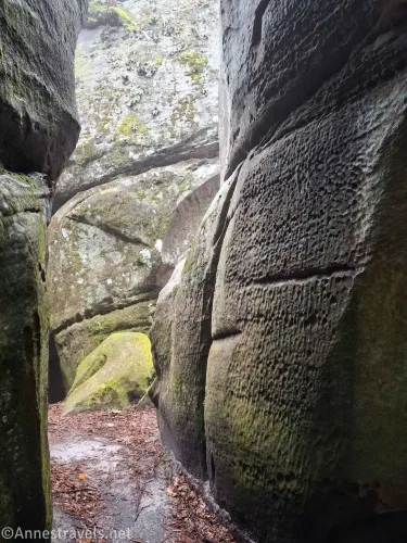 A narrow passage between to huge rocks