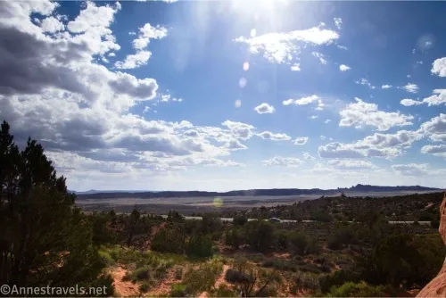 Clouds sail in a blue sky over the desert 